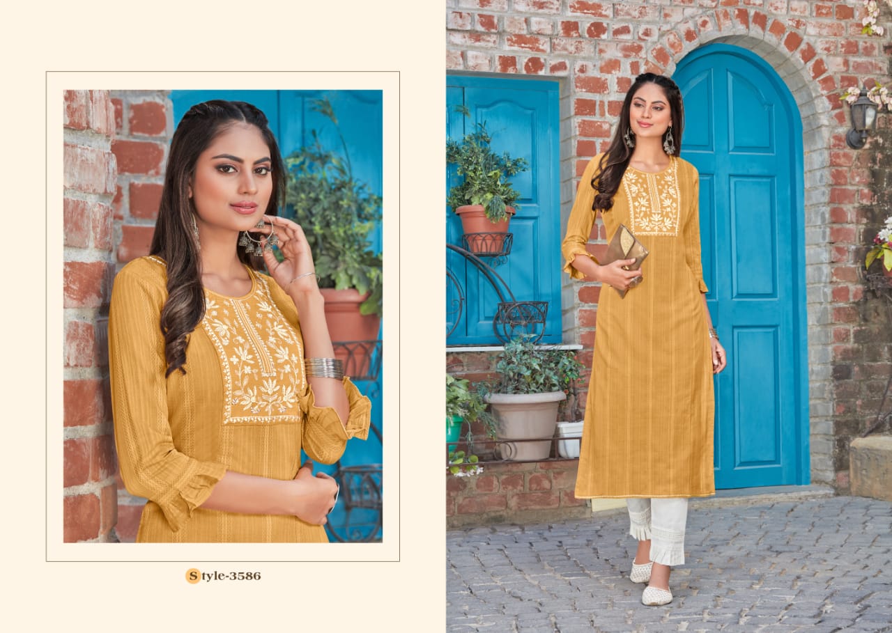 Rangoon Zara Designer Fancy Cotton Ethnic Wear Embroidery Kurti Collection